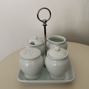 Pottery Barn Great White Coffee Condiment Set NEW